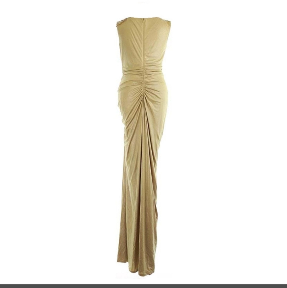 Tadashi Shoji - Champagne Gold Maxi Dress Small - Picture 14 of 14